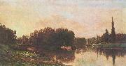 Charles-Francois Daubigny Der Zusammenflub der Seine und Oise painting